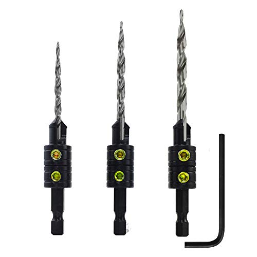 Snappy 3pc Tapered Drill Bit Countersink Set Made in USA Large Set Screws Quick