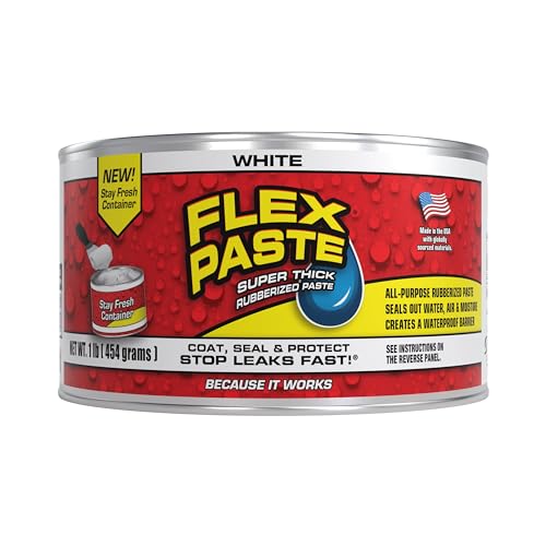 Flex Paste Rubberized Waterproof Sealant Paste, White, Half-Quart, 1-Pack - color: White, size: Half-Quart