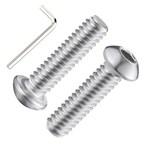 Wensilon (50Pcs) 1/4-20 * 1 Button Head Socket Cap Bolts Screws, 304 Stainless Steel, Allen Hex Drive, Bright Finish, Fully Machine Thread - color: Silver, size: B 1/4-20*1