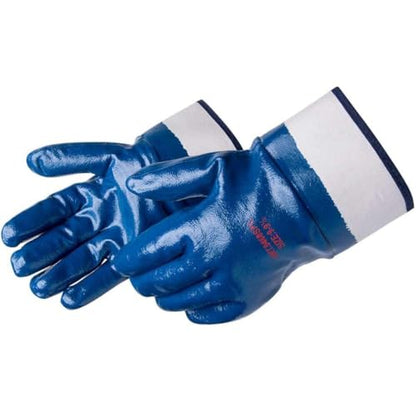 Liberty Glove & Safety 9460SP Fully Coated Nitrile Gloves with 2-1/2" Safety Cuff, Jersey Lined, Abrasion-Resistant Grip, Industrial Work Gloves | Blue, Large, Pack of 12 - size: Large (Pack of 12)