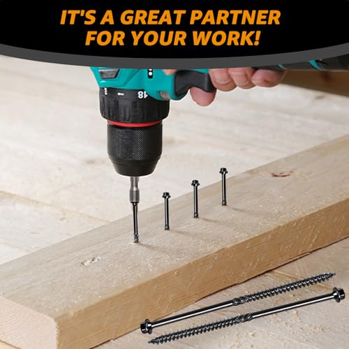 #14 x 6 Wood Structural Screws Rust Resistant Hex Head Timber Screws-55Pack - size: 14*6