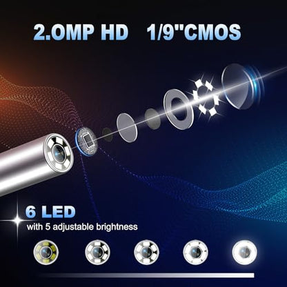 360° Articulating Borescope, 5" Monitor & 4-Way Joystick - size: 5.0 FT