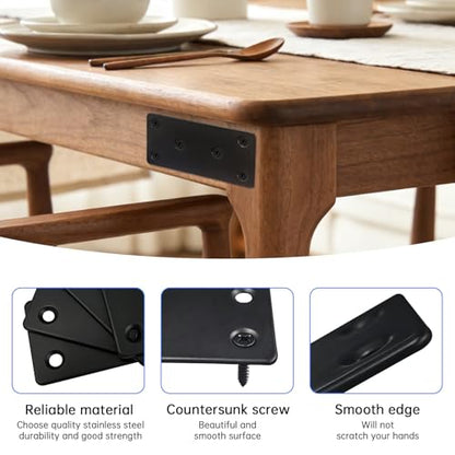 4x2'' Black Metal Straight Flat Braces Brackets for Wood Stainless Steel Mending Plate with Holes (4Set/28Pcs) YY033-50x100 - size: 50x100