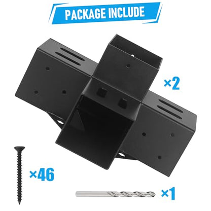 4"x4" Pergola Bracket Kit 2pcs,4-Way 90°Right Angle Corner Brackets - size: 2PC 4-Way Pergola Brackets