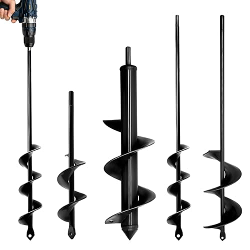 4PCS Garden Auger Drill Bit Set - 1.6x9 & 1.6x16 & 2.7x16 & 3x12 inch - color: Black, size: 4PCS-1.6x9 & 1.6x16 & 2.7x16 & 3x12 in