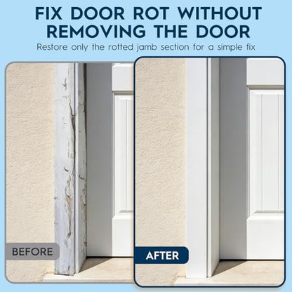 1 Pair 12 Inch L x 4-9/16 Inch W x 1-1/4 T Exterior Door Frame Rot Repair Kit,Solid Wood Door Jamb Repair Kit,The Ultimate Fix for Rotted Door Frames