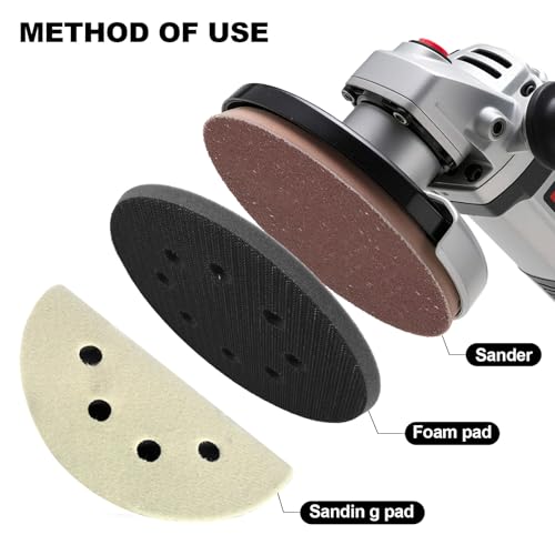 4Pack 5 Inch 8 Holes Orbital Sander Foam Pad,Hook and Loop Foam Sanding Pads,Sponge Cushion Buffer Backing Pad for Orbital Sander