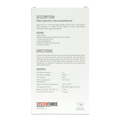 System Three Quick Cure 5 Epoxy Adhesive, 1 Quart Kit - size: 32 fl oz Kit