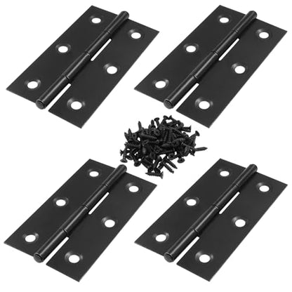 3 Inch Stainless Steel Door Folding Butt Hinges, Black, 4PCS - style: 4Pcs 3" Black