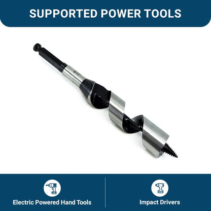 Benchmark Abrasives 1-1/8 Inch Auger Drill Bit for Woodworking,7/16” Hex Shank Tool for Smooth, Clean Cuts Hole Carbon Steel Hole Cutter Drill Bit for Drilling on Soft & Hard Wood, MDF, Plywood - size: 1-1/8"