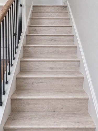 Luxury Vinyl Plank Flush Stair Nose Kit – Tread + Riser Combo (Beach Gray) - color: Beach Gray