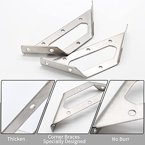 8 Pcs Trapeziform Corner Brace Stainless Steel (5.6 Inch, Silver)