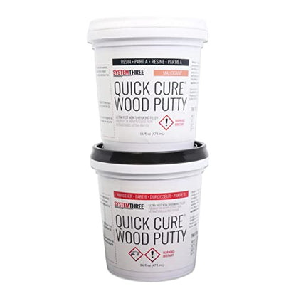 System Three Quick Cure Putty, Mahogany, Quart Kit - color: Mahogany, size: 1 Quart