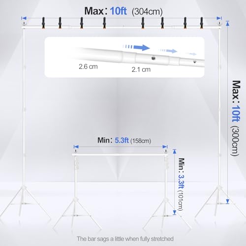 EMART Backdrop Stand 10x10FT Adjustable Back Drop Stand for Party -White - color: White, size: 10x10ft