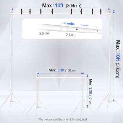 EMART Backdrop Stand 10x10FT Adjustable Back Drop Stand for Party -White - color: White, size: 10x10ft