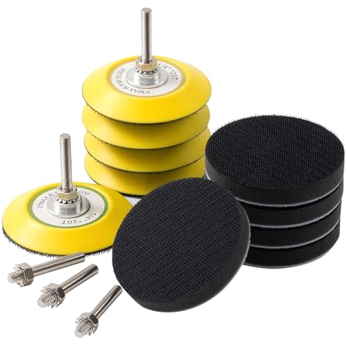 5 Pack 3 Inch Hook and Loop Sanding Backing Pad with 1/4 Inch Drill, Sanding Attachment for Drill, Air Die Grinder Sander Grinding Rotary Tool - style: 5 pack 3 inch pad with 1/4 inches Shank