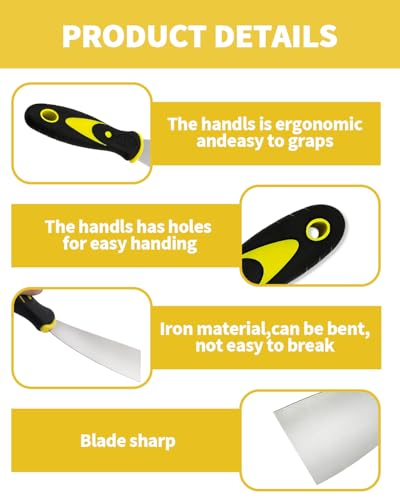 5 PCS Putty Knife, 2 Inch Spackle Knives, Stainless Steel Paint Scraper for Repairing Drywall, Removing Wallpaper, Mud, Plaster Scraping, Applying Putty
