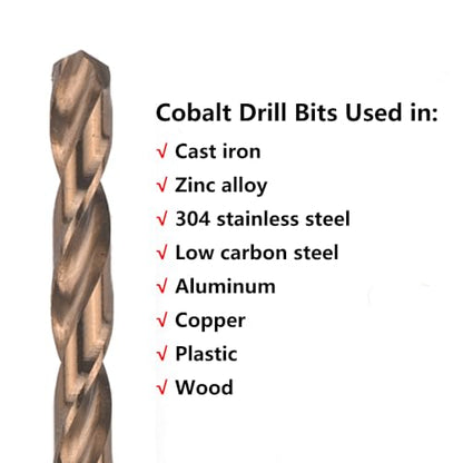 3/16 in. x 6 in. Cobalt Aircraft Extension Drill Bits Set(5PCS), M35 High Speed Steel Drill Bit Extra Long Deep Hole Drilling for Stainless Steel, Plastic and Wood - size: 3/16"x6"(5PCS)