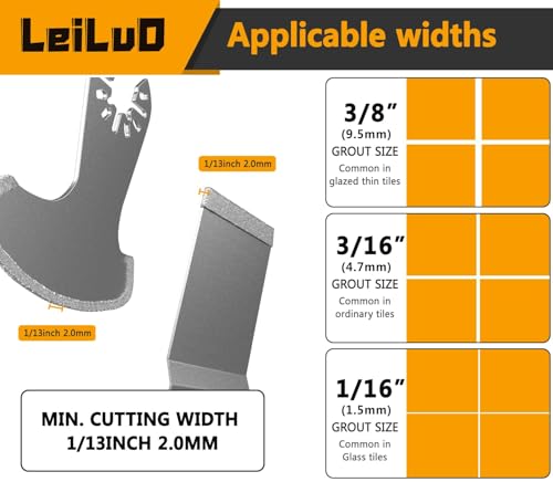 LEILUO 6Pcs Diamond Oscillating Tool Blades Grout Removal Multitool Blade