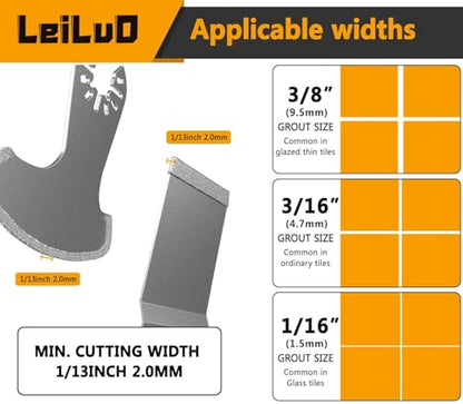 LEILUO 6Pcs Diamond Oscillating Tool Blades Grout Removal Multitool Blade