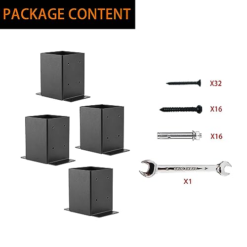 4"x4" Post Base,Post Brackets(Inner Size 3.6"x3.6") 4PCS - size: 4''X4''