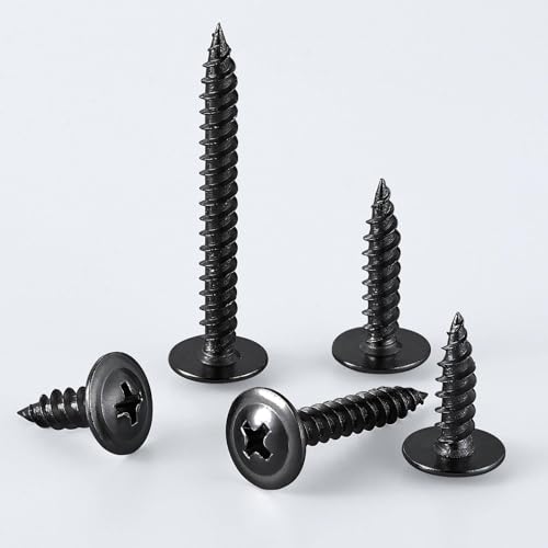 Wensilon（600 pcs）#4×5/8" Phillips Truss Head Wood Screws Black Galvanizing Quick Metal Self Tapping. - color: Black, size: #4×5/8"