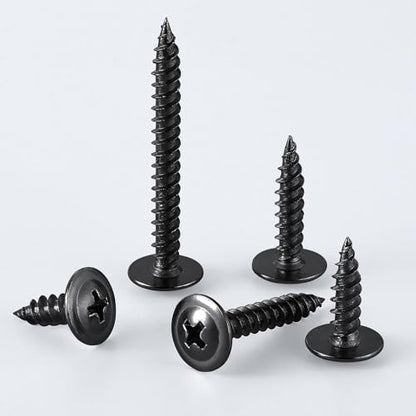 Wensilon（300 pcs）#6×1-1/4" Phillips Truss Head Wood Screws Black Galvanizing Quick Metal Self Tapping. - color: Black, size: #6×1-1/4"