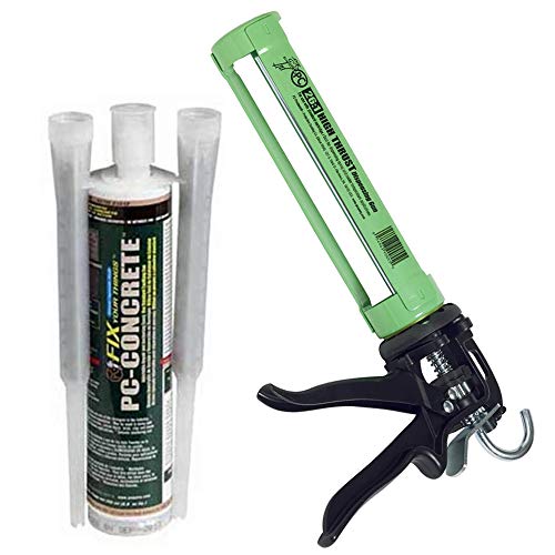 PC Products PC-Concrete Epoxy Adhesive Paste for Anchoring and Crack Repair, 8.6 oz Cartridge with 250ml Steel Dispensing Gun, 25020 - size: 8.6 oz Kit with 250ml Steel Dispensing Gun, style: PC-Concrete