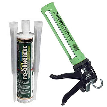 PC Products PC-Concrete Epoxy Adhesive Paste for Anchoring and Crack Repair, 8.6 oz Cartridge with 250ml Steel Dispensing Gun, 25020 - size: 8.6 oz Kit with 250ml Steel Dispensing Gun, style: PC-Concrete