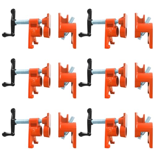 Pipe Clamps 3/4 Inch 6 Pack, Heavy Duty Bar Wood Clamps - style: Orange, 3/4 IN