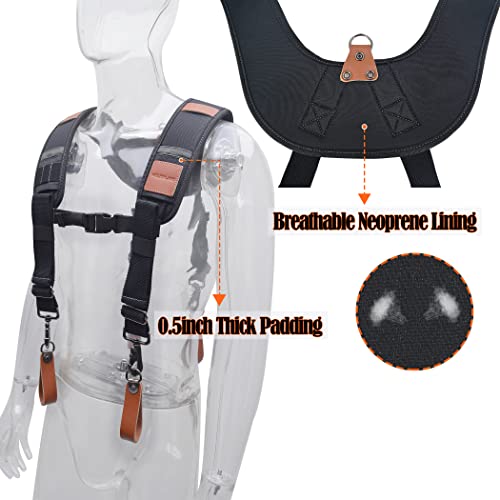 WELKINLAND Heavy-Duty Leather Tool Belt Suspenders, Carpenter Suspenders