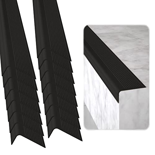Rubber Bond Stair Edge Protector (Pack of 15) 36x2x1 inch Anti-Slip Stair Corner Trim Rubber Strips - Waterproof Self-Adhesive Staircases for Outdoor & Indoor Uses | Protect Kids & Pets - Black - color: Black, size: Stair Edge Protectors - 15 Pack