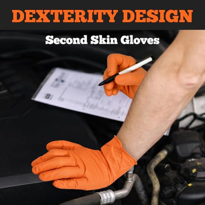 TitanFlex Heavy Duty Orange Nitrile Gloves, 6 Mil, Raised Diamond Texture, Mechanic Disposable Gloves, Latex Free Powder Free - color: 04 6mil (100ct), size: Small