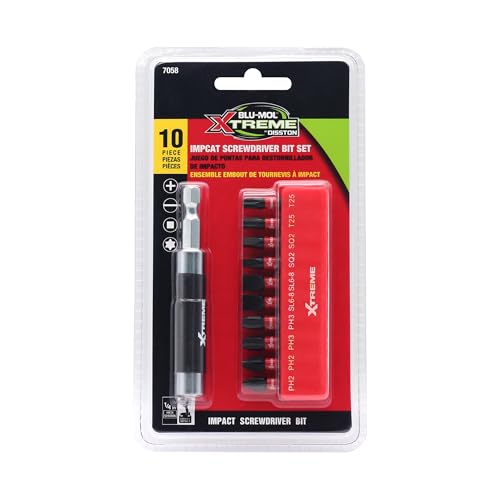 Disston BluMol Extreme E0217059 25pc Impact Rated Bit Set 1" to 3" phillips, slotted, torx, and square with magnetic bit holder - style: 10pc Impact Bit Set