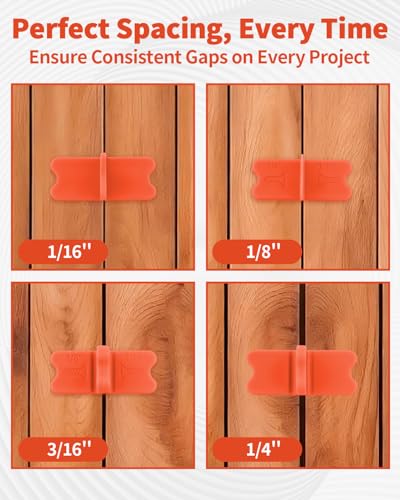 8 Pcs ABS Deck Spacer Tool, 4 Thicknesses Deck Board Spacers (1/16", 1/8", 3/16", 1/4") for Pressure Treated Lumber, Composite Decking, PVC & Hardwood Boards - color: Red