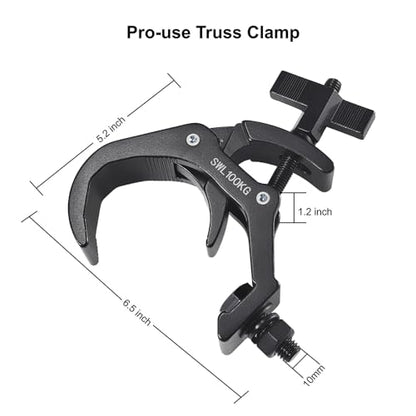Truss Clamp Stage Light Clamp, 4PCS GZhuoNan Professional 38-60 mm Aluminium Black Light Clamps with TUV Certified, Heavy Duty 220LB Lighting Clamps, Fit for 1.5-2.4 Inch OD Tube/Pipe