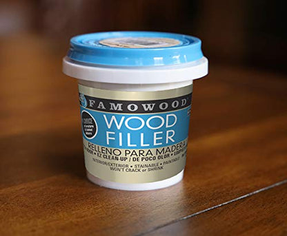 FamoWood 40042148 Latex Wood Filler - 1/4 Pint, White Pine