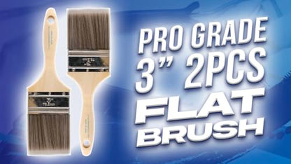 Pro Grade - Paint Brushes - 2Ea 3" Flat Brushes (Pack of 2) - size: 2Ea H 3F (Pack of 2)