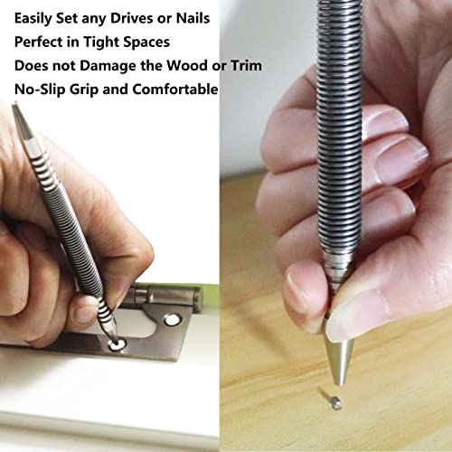 WHLLING 2-Piece Dual Head Combo Nail Setter, 3/32″& 1/8″Spring Nail Set