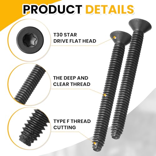Blulu 100 Pcs 1/4-20 x 2-1/2" Self-Tapping Flat Head Trailer Deck Screws