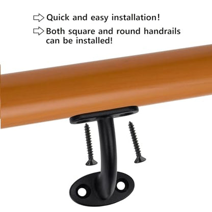 Hand Rail Bracket Heavy Duty Base Handrail Staircase Handrail Bracket of 2 Pack (Black )with Mounting Screws Stainless Steel Railing - size: Black 2 Pcs