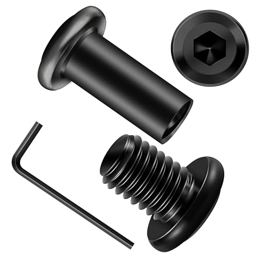 Mywish M8 x 12mm 20Set Flat Head Hex Socket Cap Screws Bolts with Barrel Nuts, 304 Stainless Steel Furniture Bolts Full Thread, Black Oxide & Hex Spanner - color: Black-M8+Nuts, size: 12mm