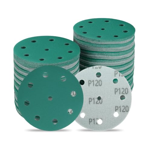 5 Inch 9 Hole Wet Dry P120 Grit Sanding Discs - 50 Pack Box - size: 120 Grit