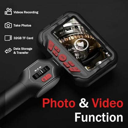 2-Way Articulating Borescope w/Light,0.24in Probe Endoscope for Auto Engine - size: Single Lens