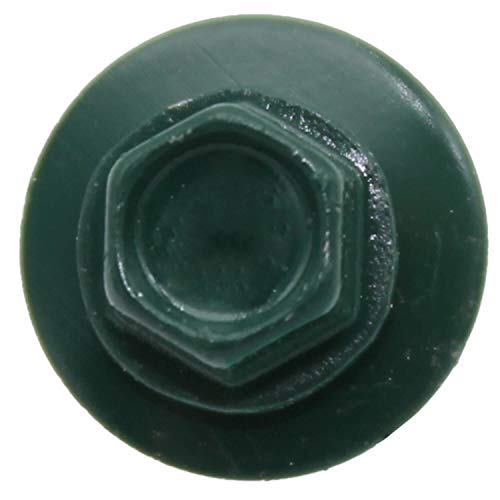 14 x 1 Ivy Green Metal Roofing Screws - Hex Washer Head- Self-Starting/Tapping - EPDM Washer. 1 x 250 Count Bag - 250 Screws - color: IVY GREEN, size: 1"