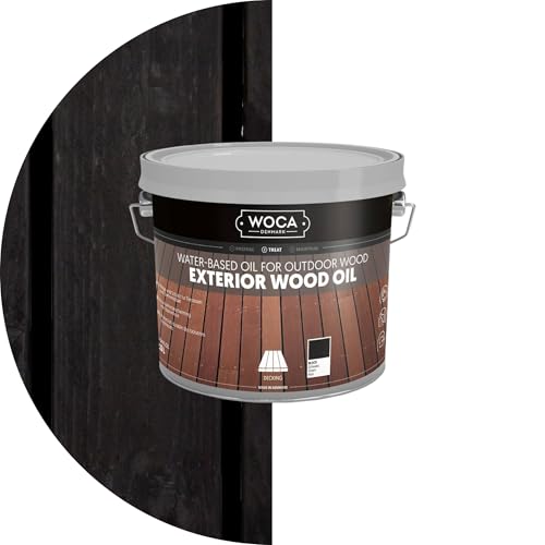 WOCA Denmark - Exterior Wood Oil [2.5L] Water Based Penetrating Stain for Outdoor Wood Decks, Fences, Siding and Furniture - Black - color: Black, size: 2.5L