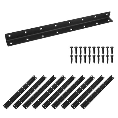 L Bracket, Heavy Duty Corner Brace, 10 Pack 14.8" Metal Shelf Bracket Angle Bracket for Shelves, Black Metal Braces for Wood, 375mm Overall Length - size: 14.8 Inch