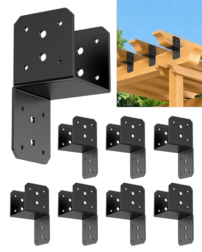 Heavy Duty Angle Brackets for 4x4，4x6 Post, Black 8-Pack - color: Black-8PCS