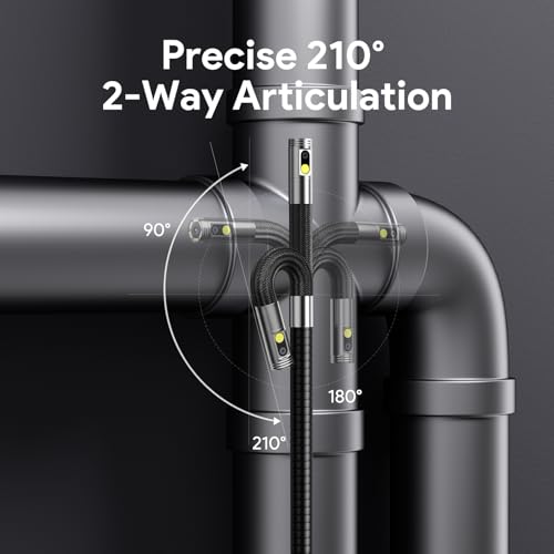 DEPSTECH Dual Lens Articulating Borescope,Endoscope Camera with Light 5FT