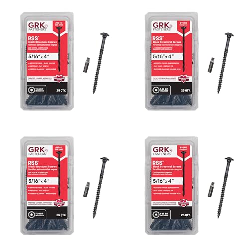 GRK Fasteners RSS™ 5/16 x 4 Rugged Structural Screws, Black, 25 PCS (4PK) - size: 5/16" x 4"